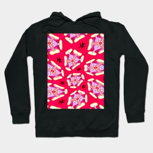 Red Passion Flower Pattern Hoodie
